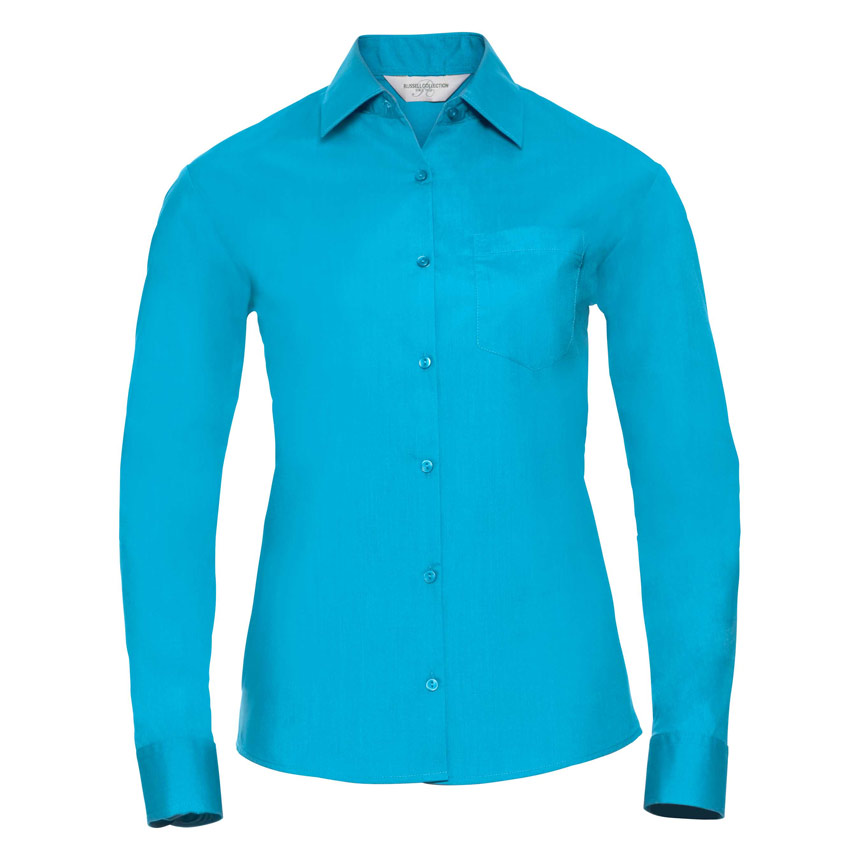 R934F-Ladies LS PolyCotton Poplin Shirt